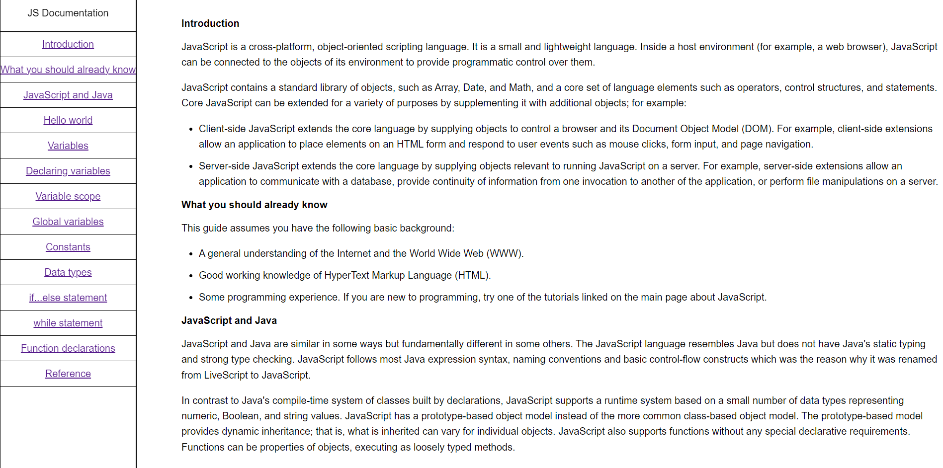 JS Documentation