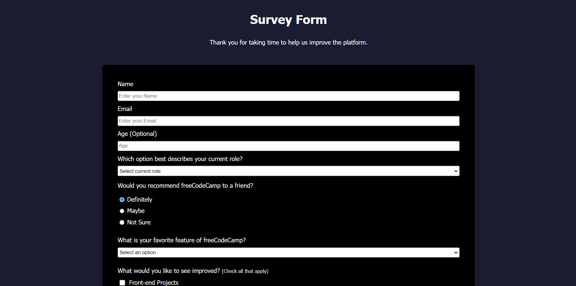 Survey Form